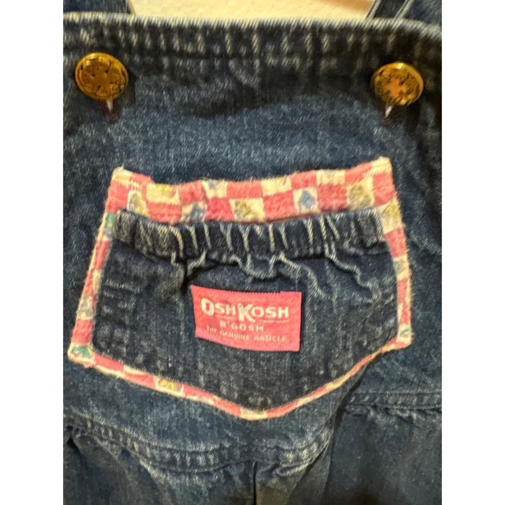 Vintage OshKosh Bgosh Vestbak Denim Flannel Lined Overalls Dark Wash Kids Size 4